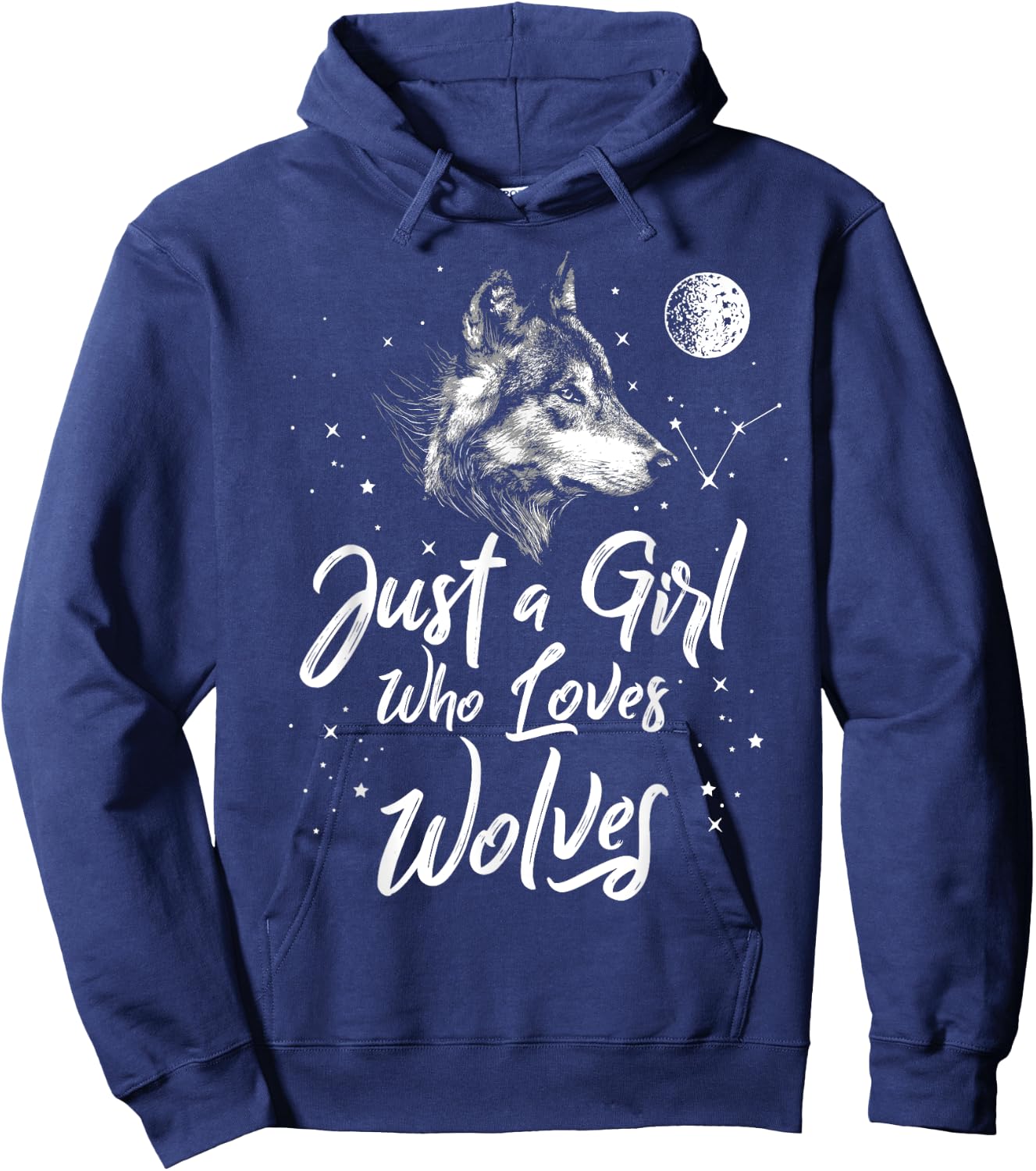 Just A Girl Who Loves Wolves Shirt Wolf Shirt Women Girls Hoodie - Hoodie | Navy