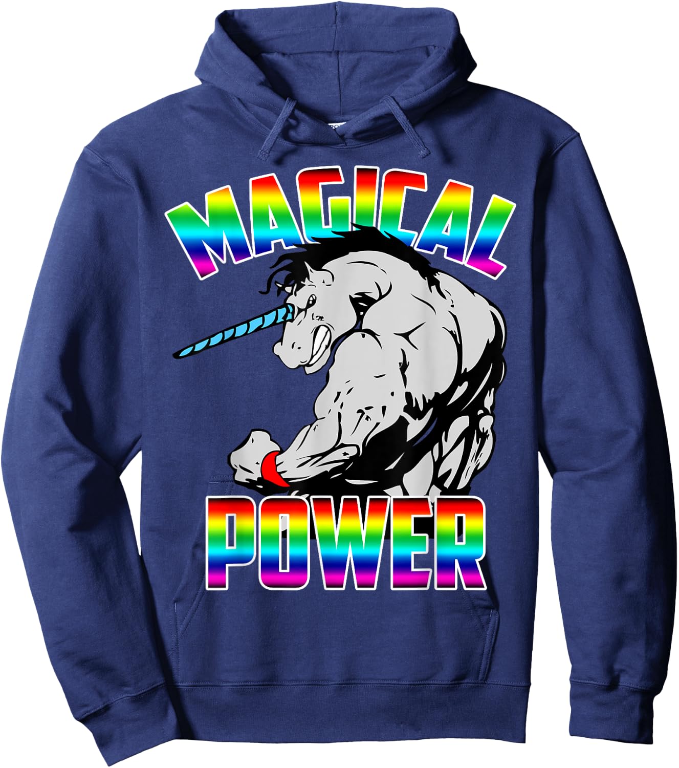 Magical Power Rainbow Unicorn Workout Gym Shirt Men Women Hoodie - Hoodie | Navy