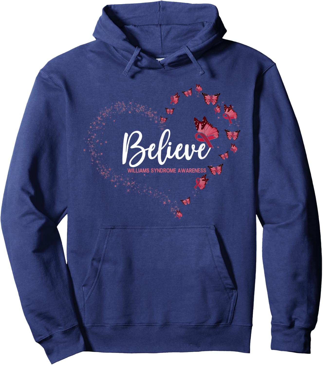 Williams Syndrome Awareness Butterfly Believe Hoodie - Hoodie | Navy