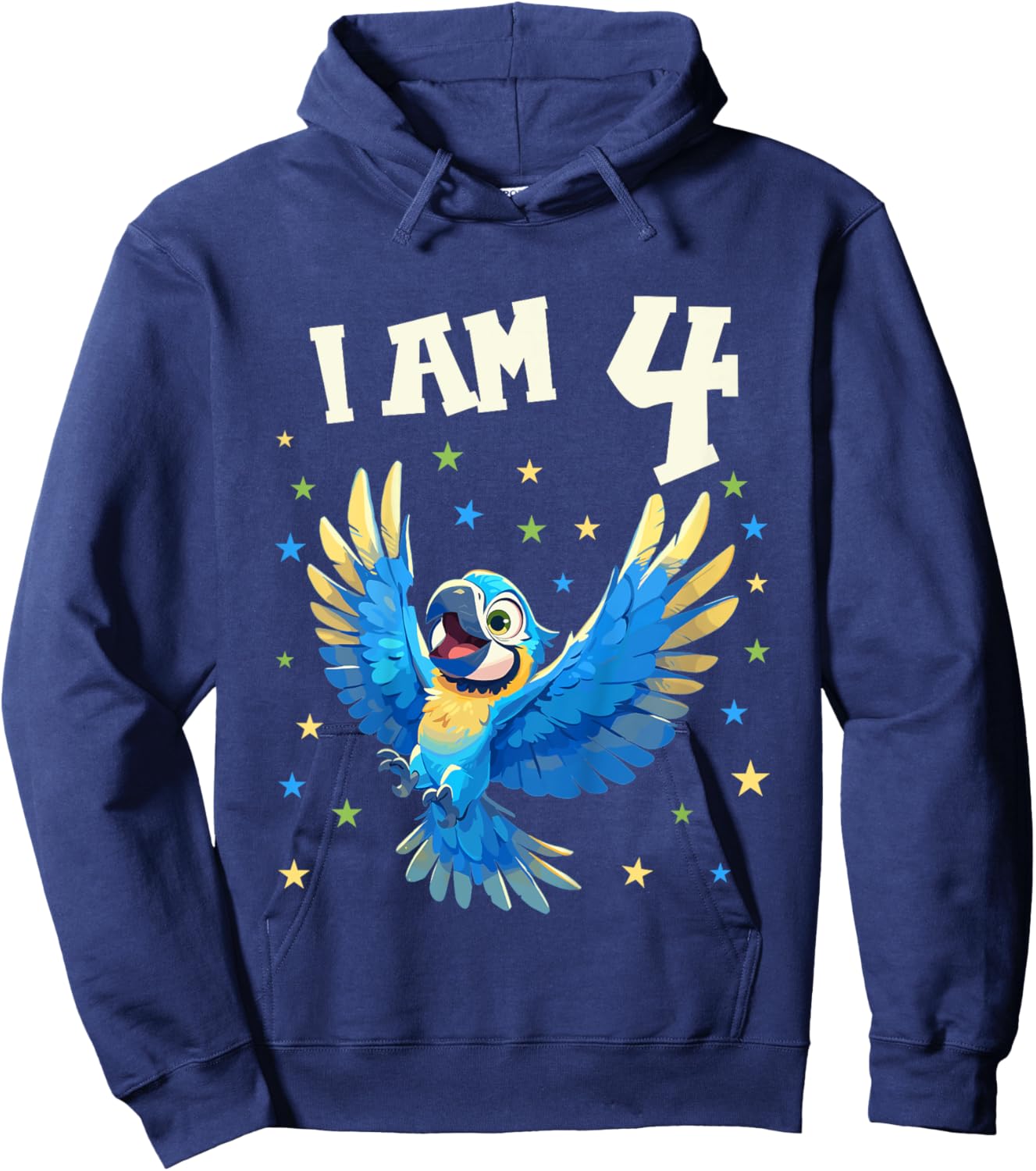 Kids 4 Years old 4 birthday Macaws Boy Girl Macaw Hoodie - Hoodie | Navy