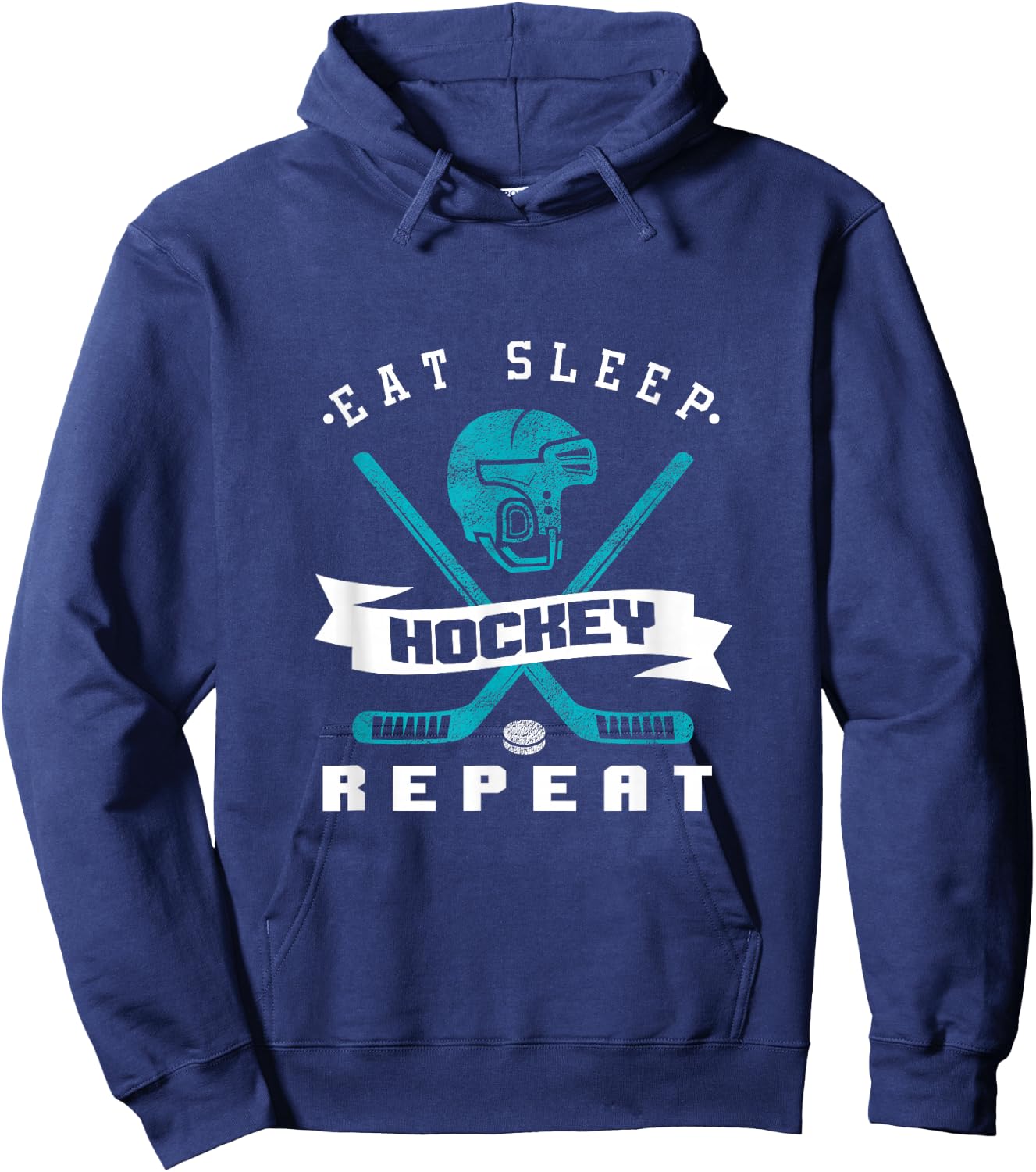 Eat Sleep Hockey Repeat Funny Hockey Player Athlete Hoodie - Hoodie | Navy