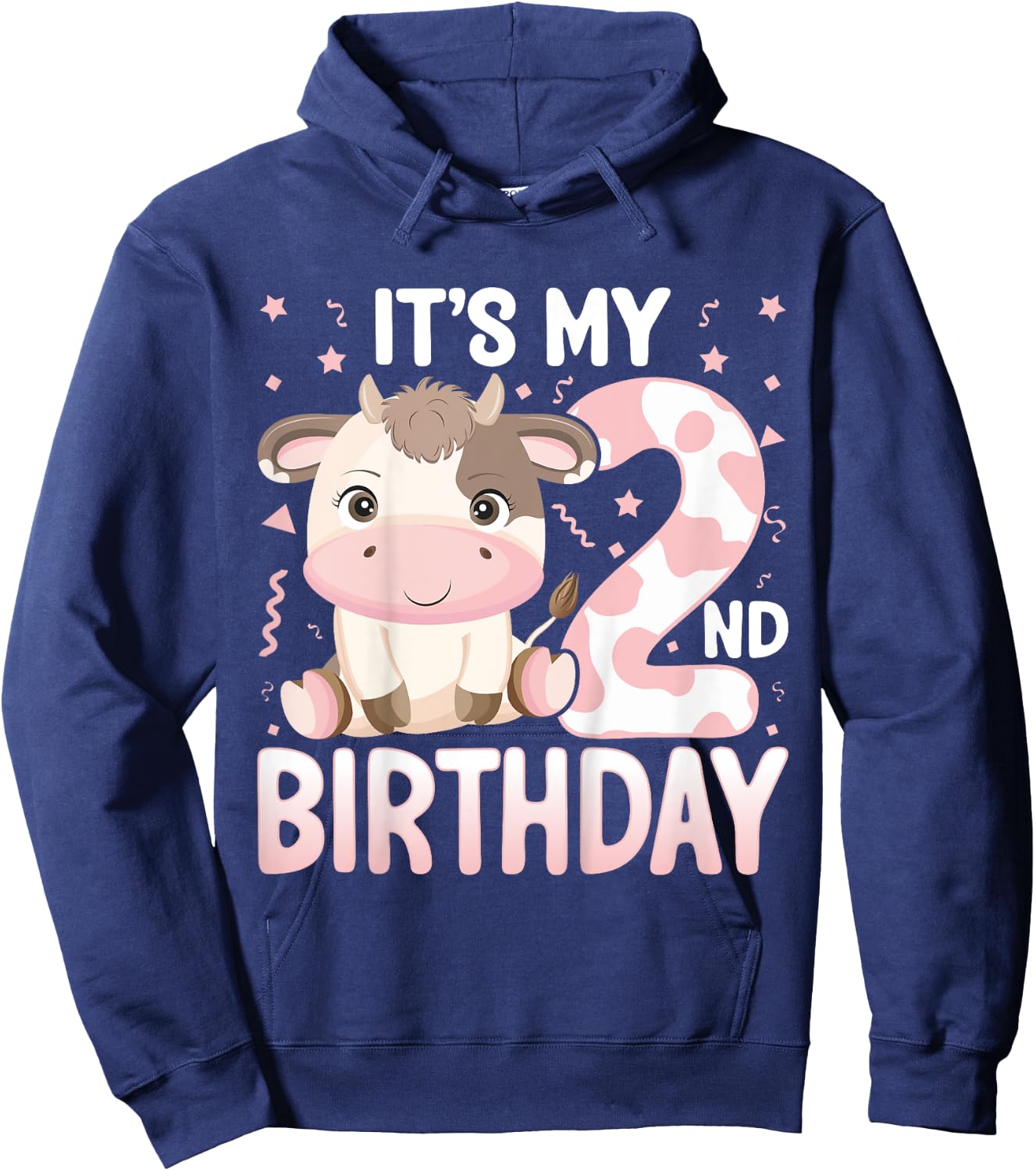 Kids It's My 2nd Birthday Cow - Cute Cow 2 Years Old Birthday Hoodie - Hoodie | Navy