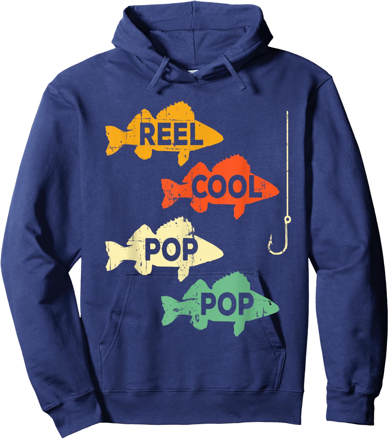 Reel Cool Pop Pop Fishing Pun Cool Poppop Walleye Fish Gift Hoodie - Hoodie | Navy
