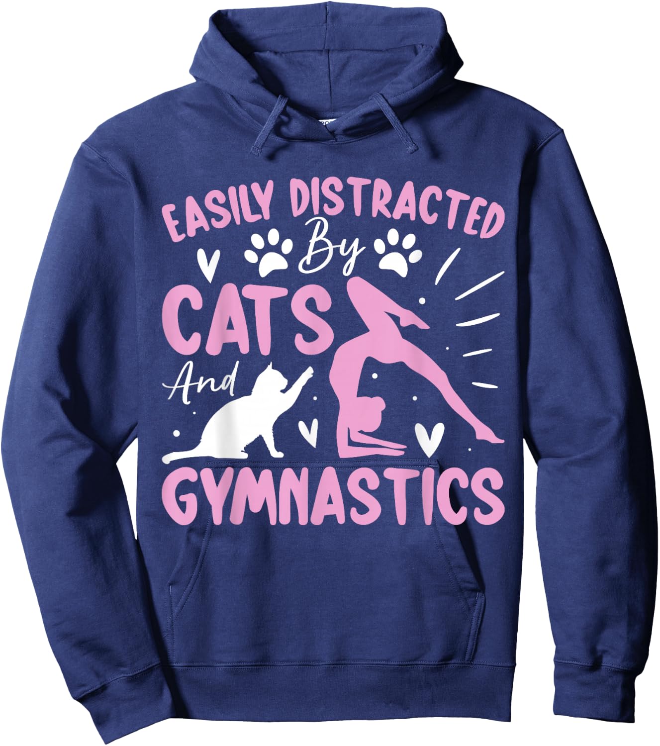 Easily Distracted By Funny Cartwheel Gymnastics Cats Lovers Hoodie - Hoodie | Navy