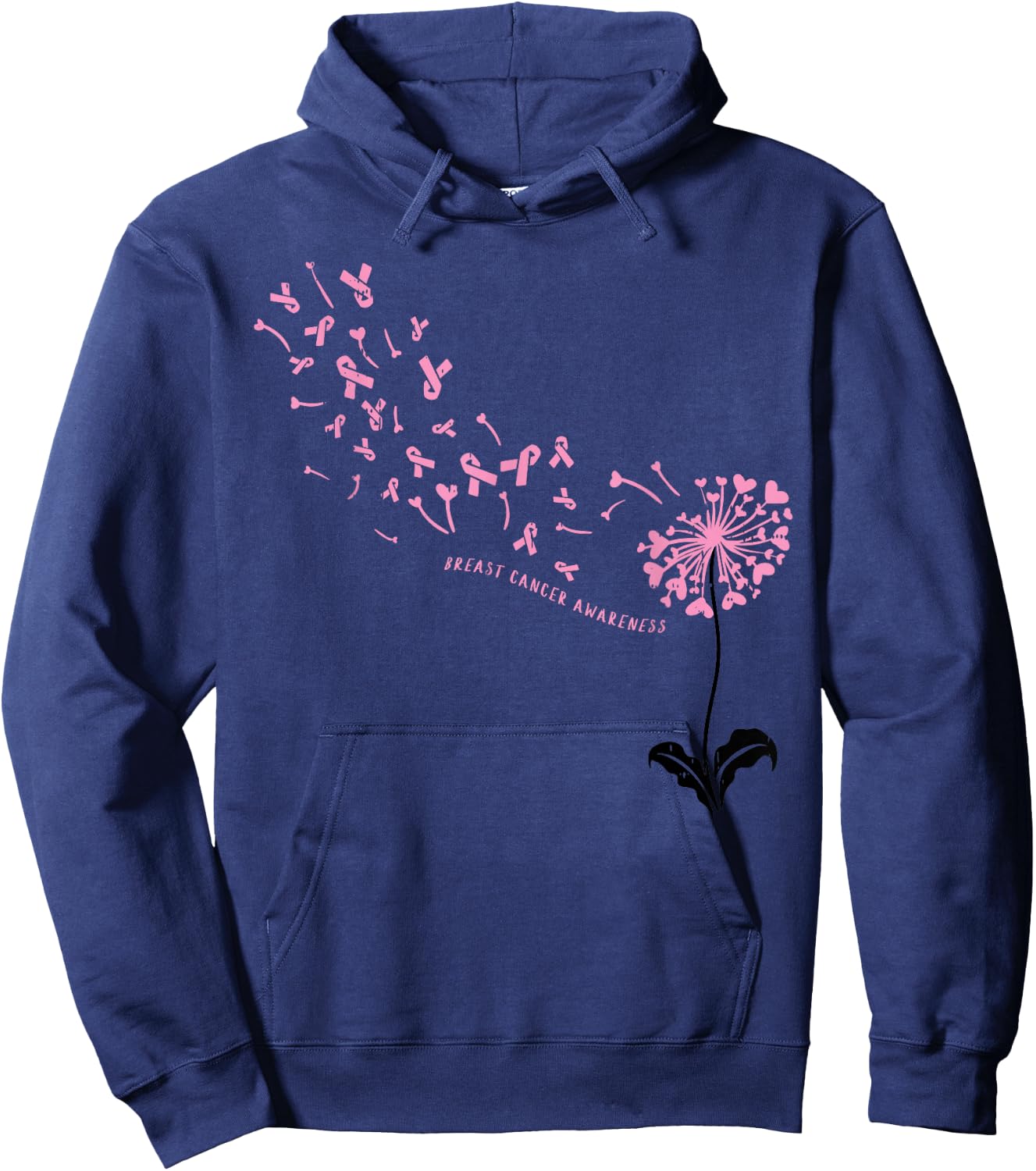 Dandelion Breast Cancer Awareness Pink RIbbon Support Gift Hoodie - Hoodie | Navy