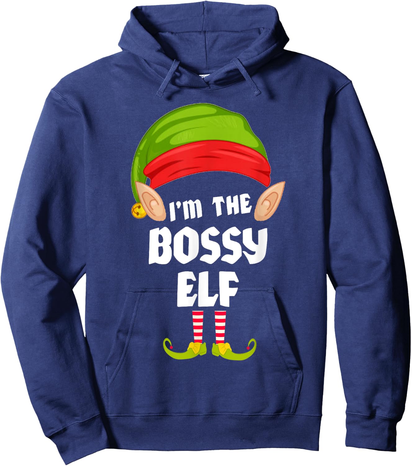 Funny Bossy Elf Matching Family Group PJ Christmas Hoodie - Hoodie | Navy