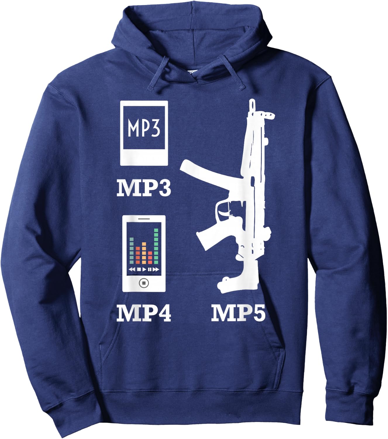MP3 MP4 MP5 Vintage 2nd Amendment American Music T Shirt Hoodie - Hoodie | Navy