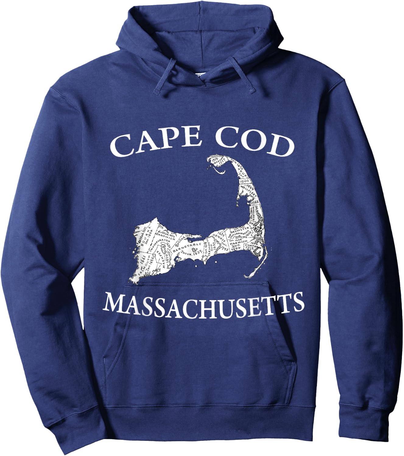 Cape Cod Map T Shirt Hoodie - Hoodie | Navy