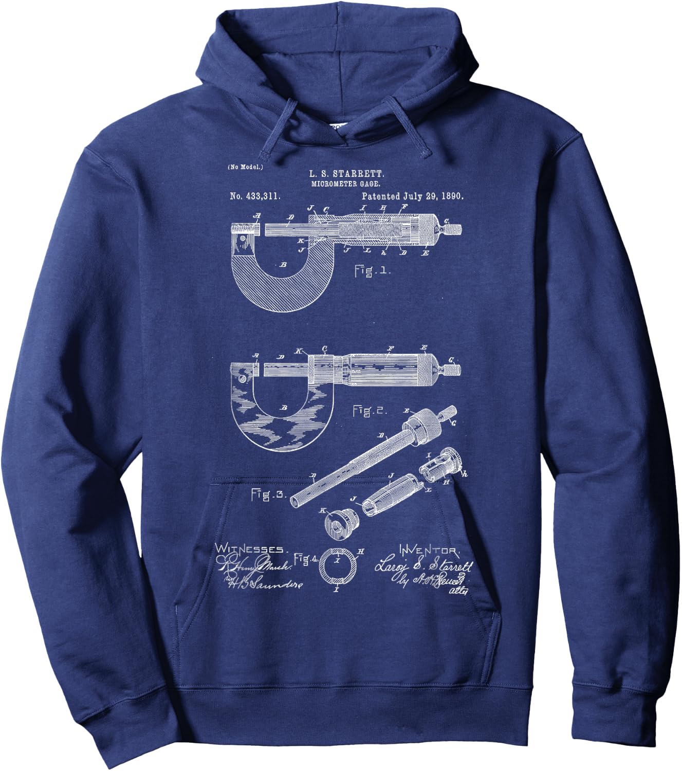 Mechanical Engineer Gift Micrometer Gage Patent Hoodie - Hoodie | Navy
