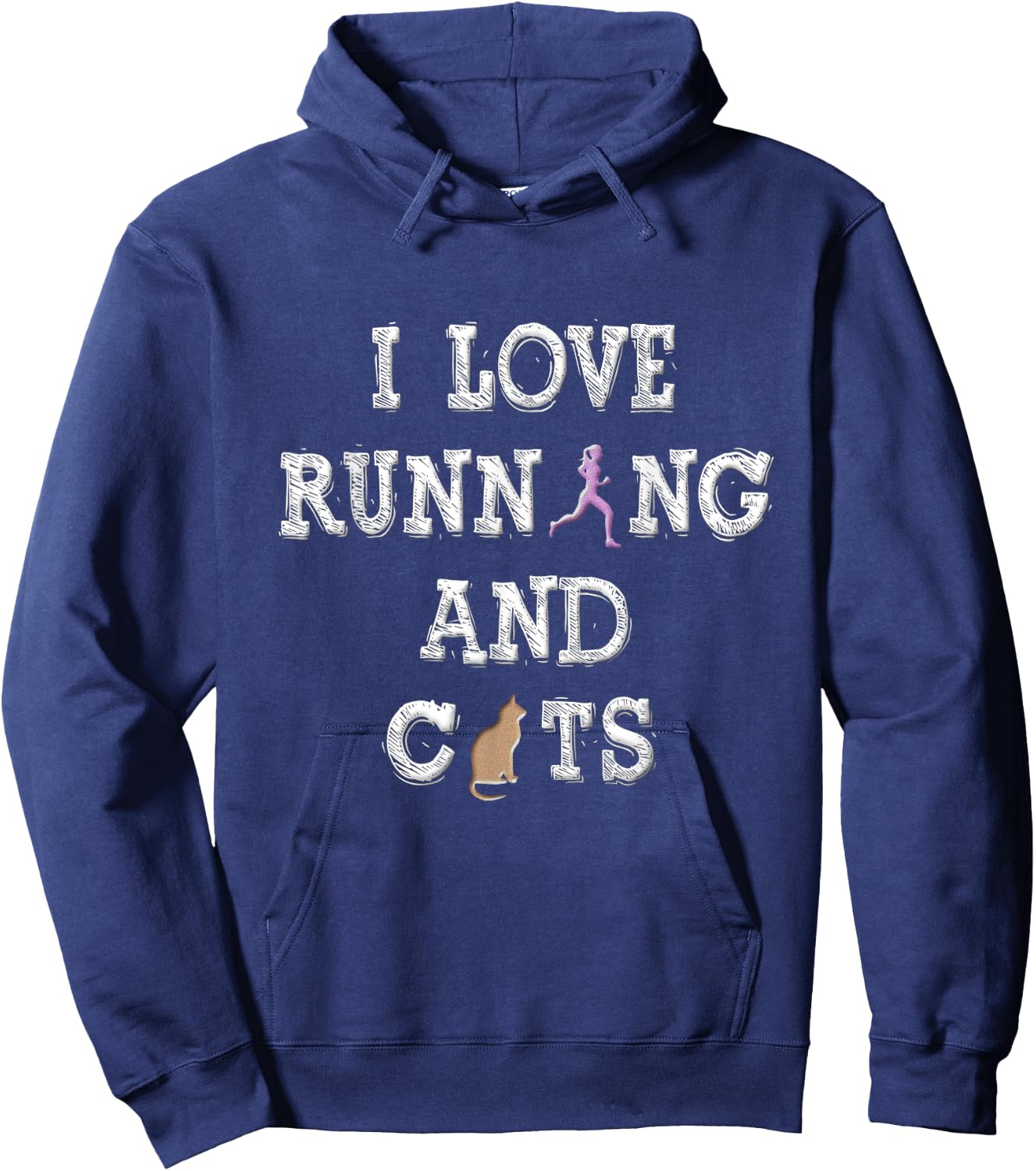 I Love Running Shirt Cat Lover Gifts Women Runner Shirts Hoodie - Hoodie | Navy