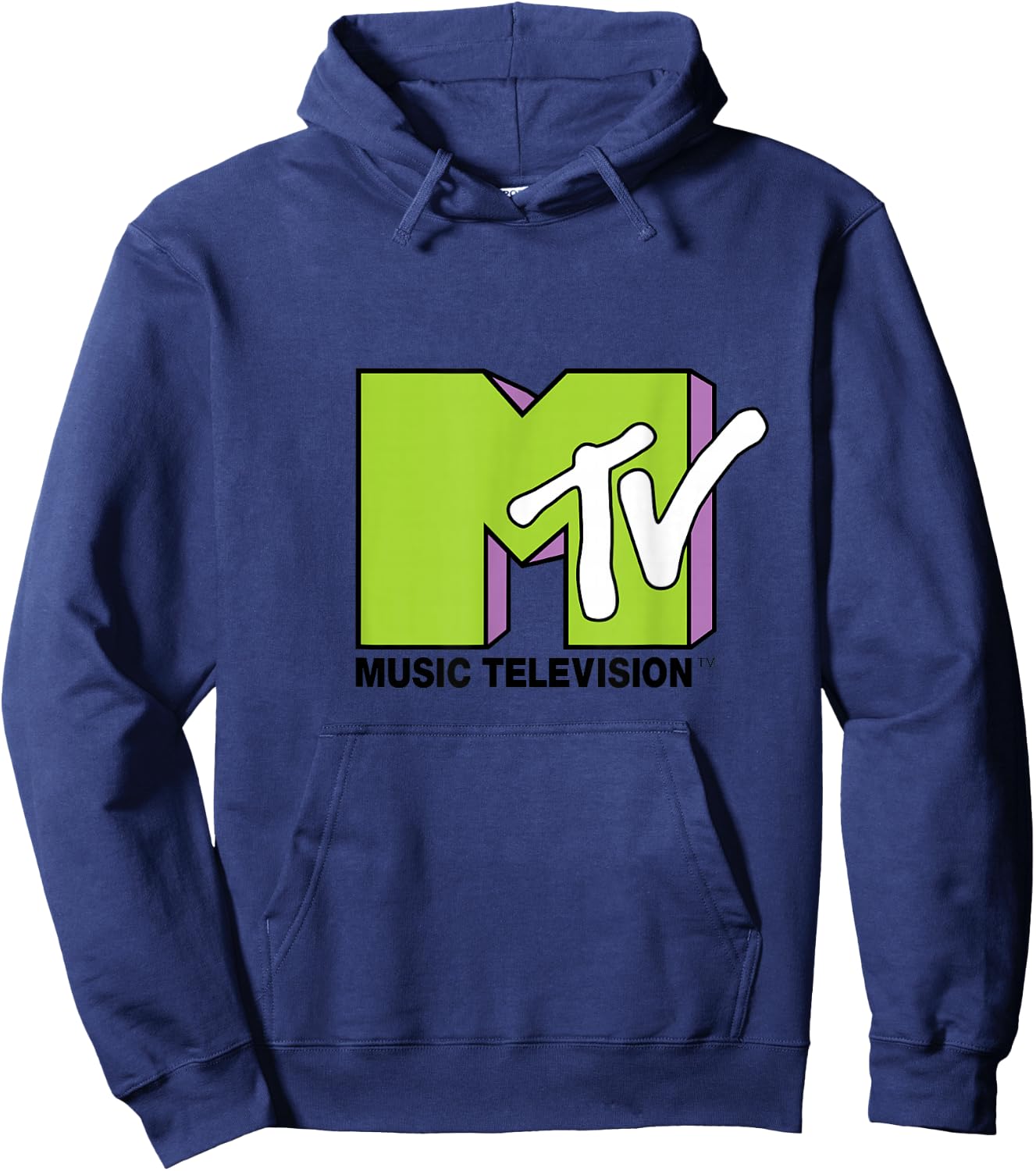 Lime Green and Purple MTV Logo Fill Treatment Small Hoodie - Hoodie | Navy