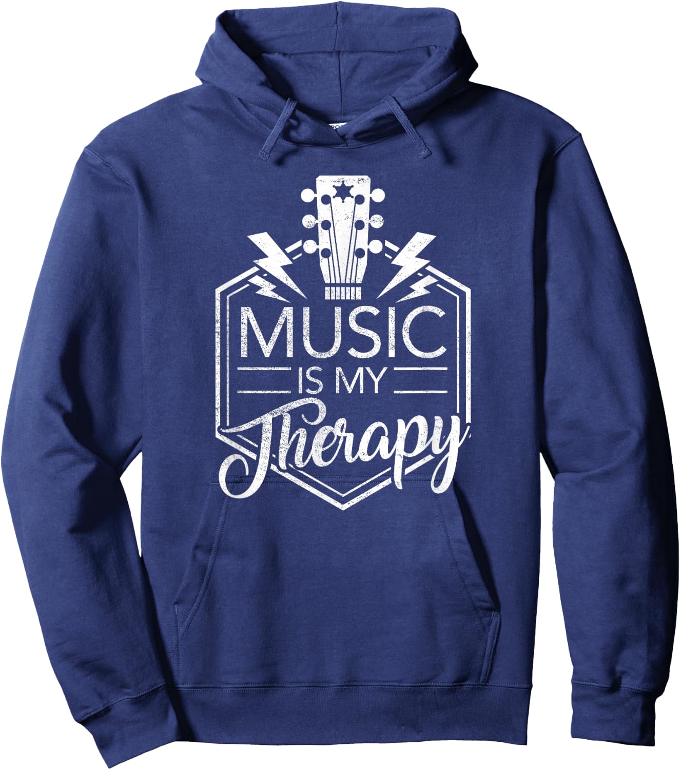 Music is My Therapy - Guitar Rock Music Gift Hoodie - Hoodie | Navy