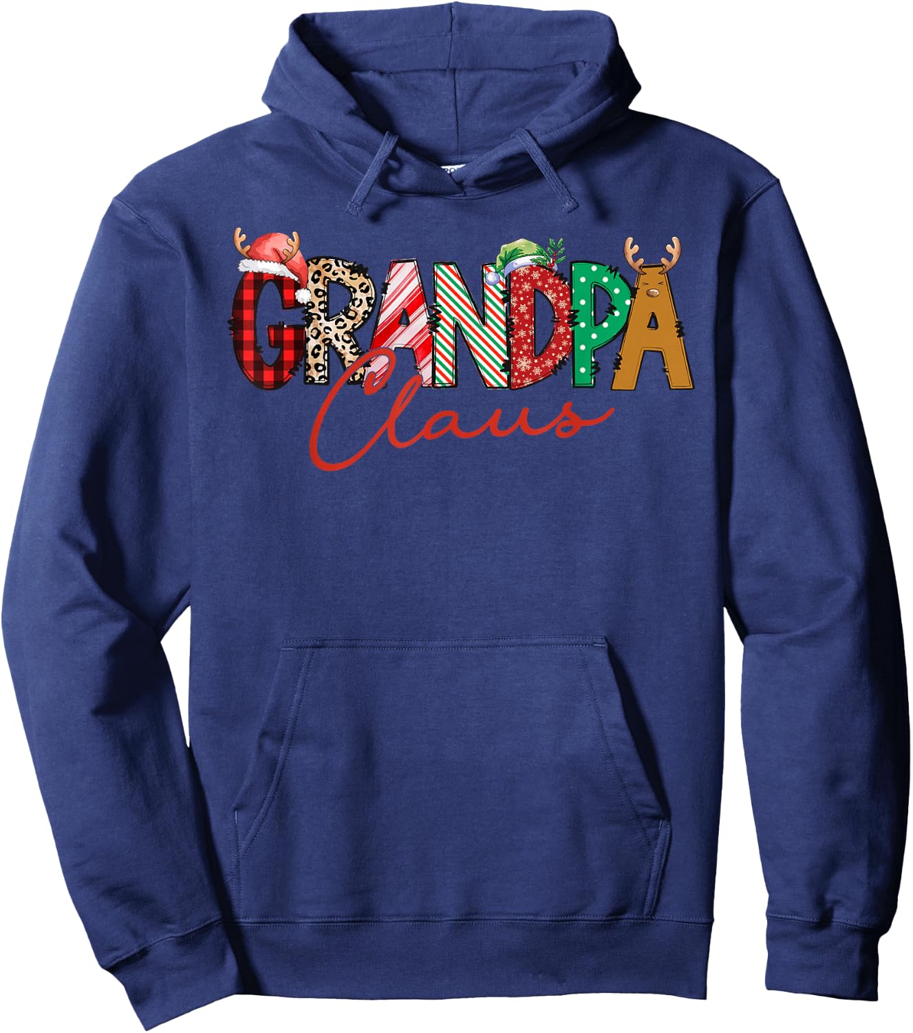 Christmas Grandpa Coquette Bow Grandpa Claus Christmas Tree Hoodie - Hoodie | Navy