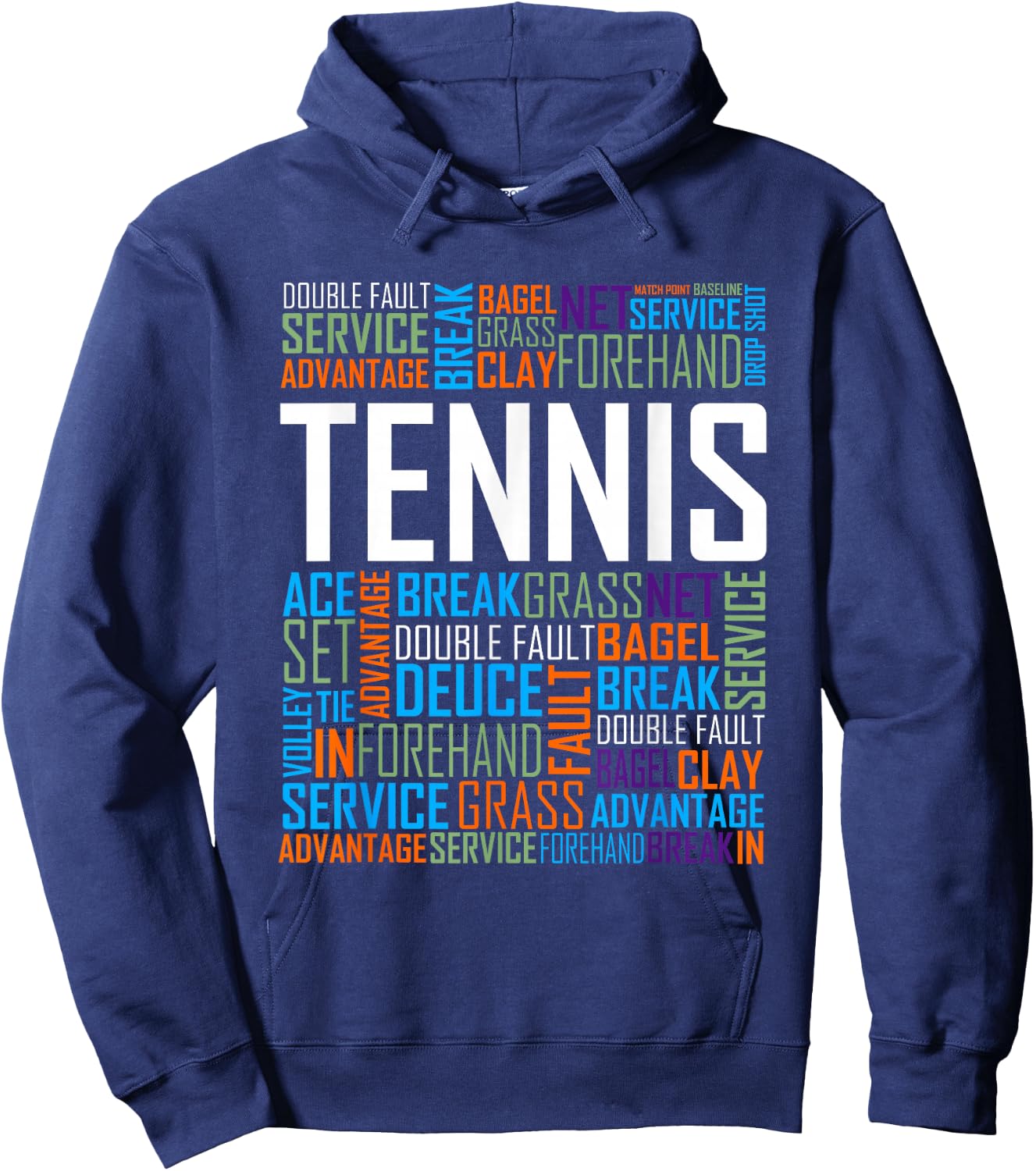 Tennis Lover Words T Shirt Gift Players and Coaches Hoodie - Hoodie | Navy