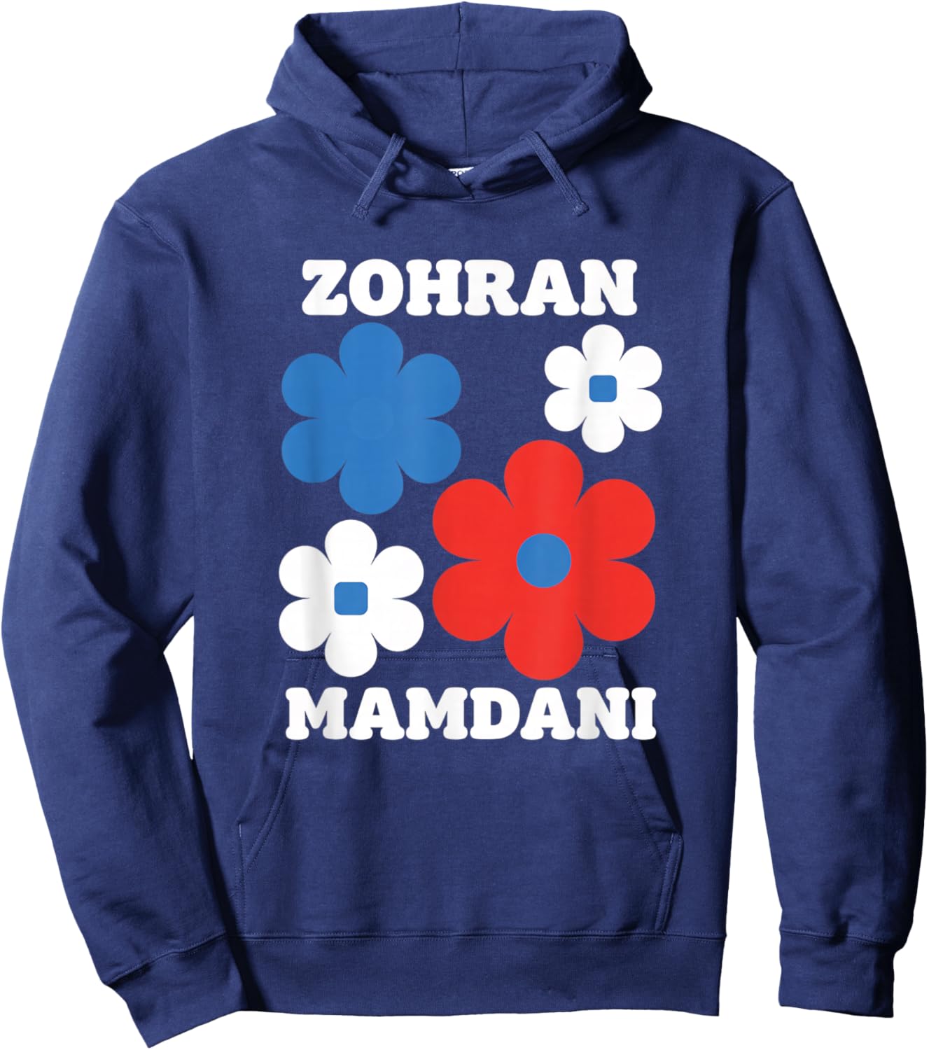 Zohran Mamdani Progressive Political Supporter Floral Design Hoodie - Hoodie | Navy