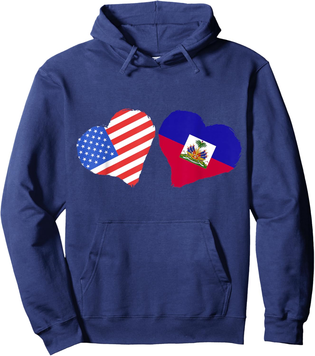 Haiti Flag USA America Haitian Roots Heart Haitian Pride Hoodie - Hoodie | Navy