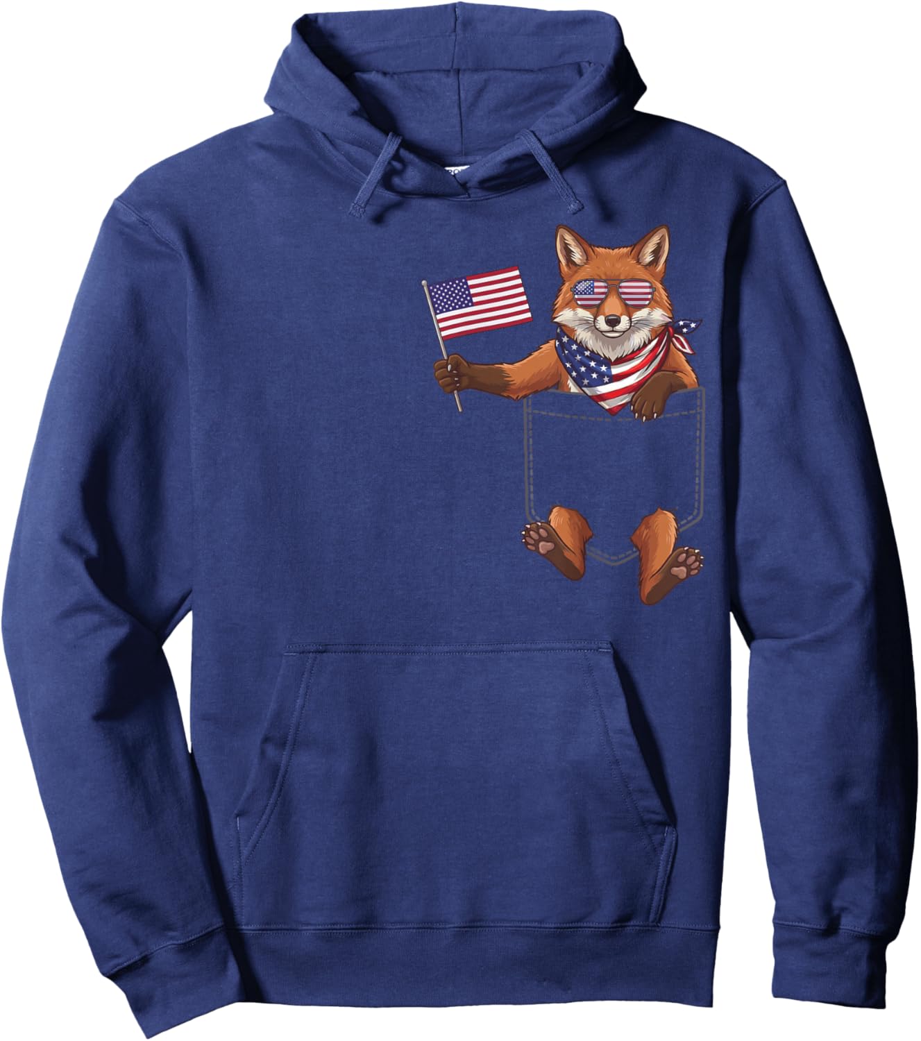 Fox Pocket Patriotic American Flag 4th of July USA Hoodie - Hoodie | Navy
