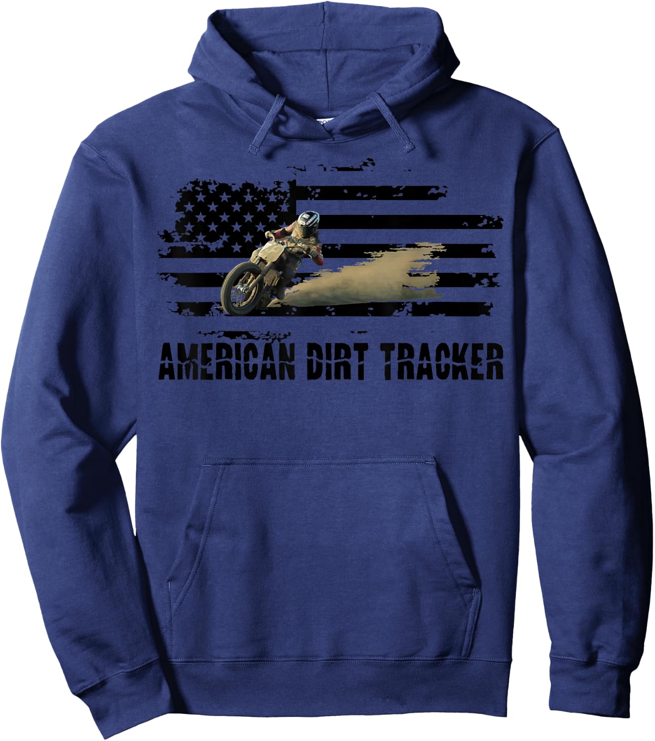 American Dirt Tracker Flat Track Racer Dirt Track T Shirt Hoodie - Hoodie | Navy