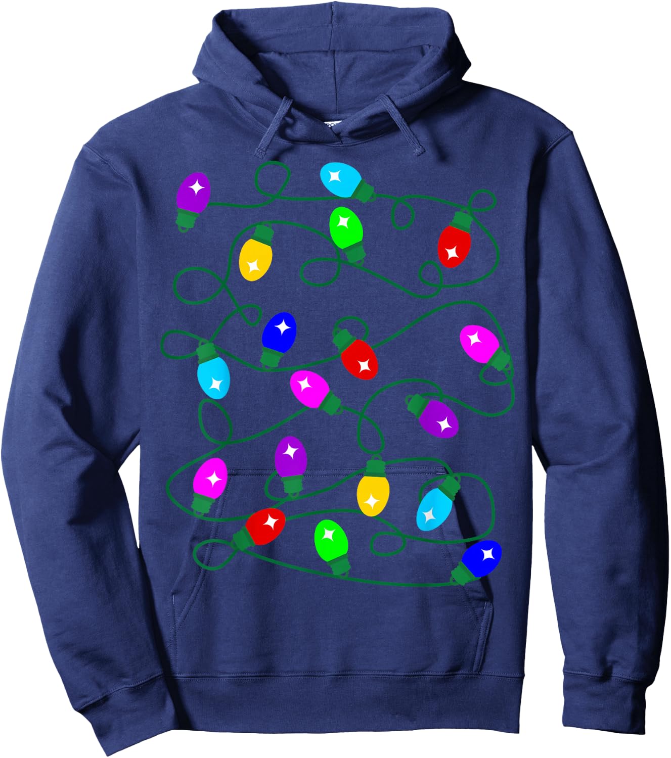 My Favorite Color is Christmas Lights Funny Pajama Xmas Hoodie - Hoodie | Navy
