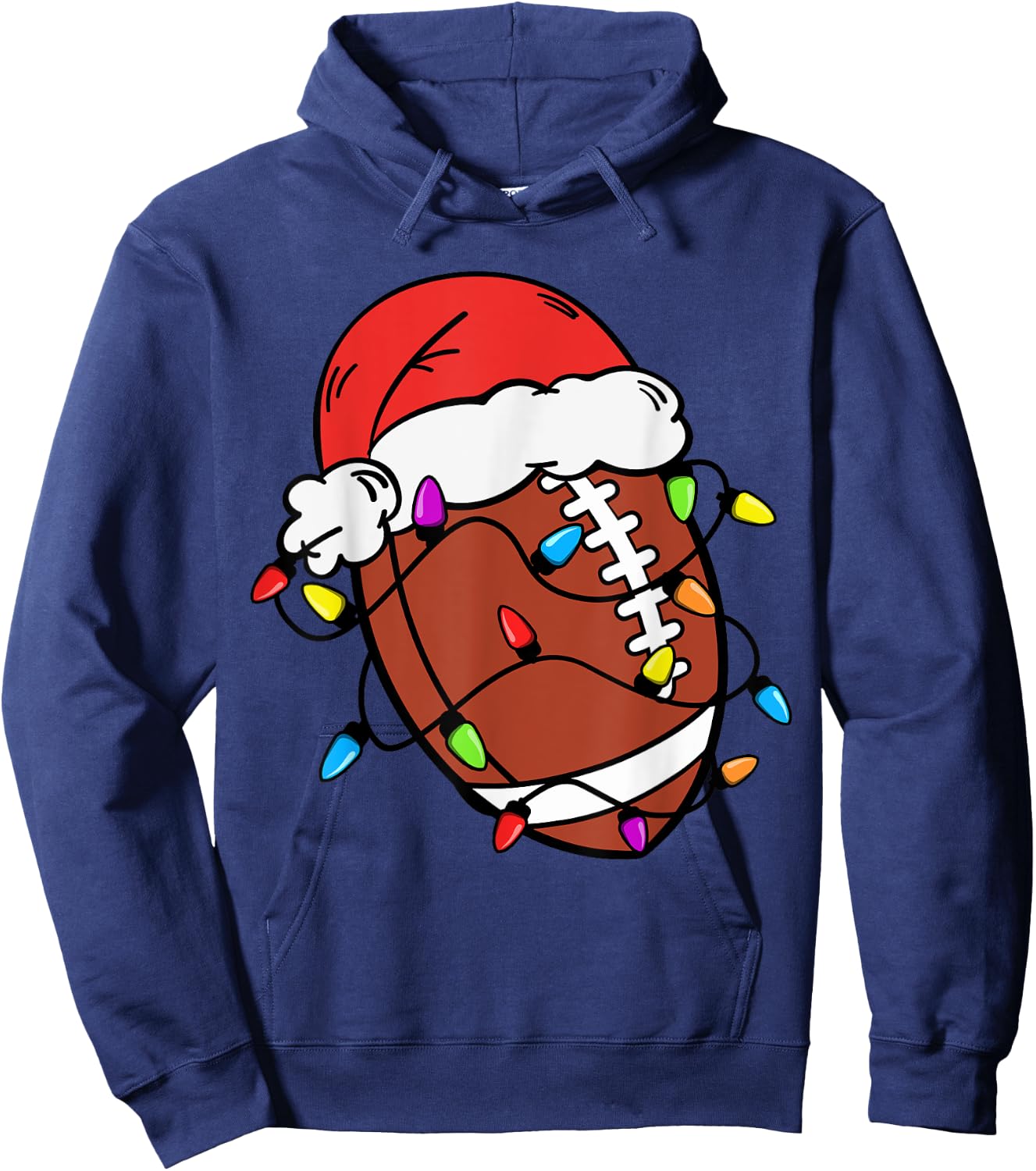 Football Santa Claus Hat Christmas Light Football Boys Kids Hoodie - Hoodie | Navy