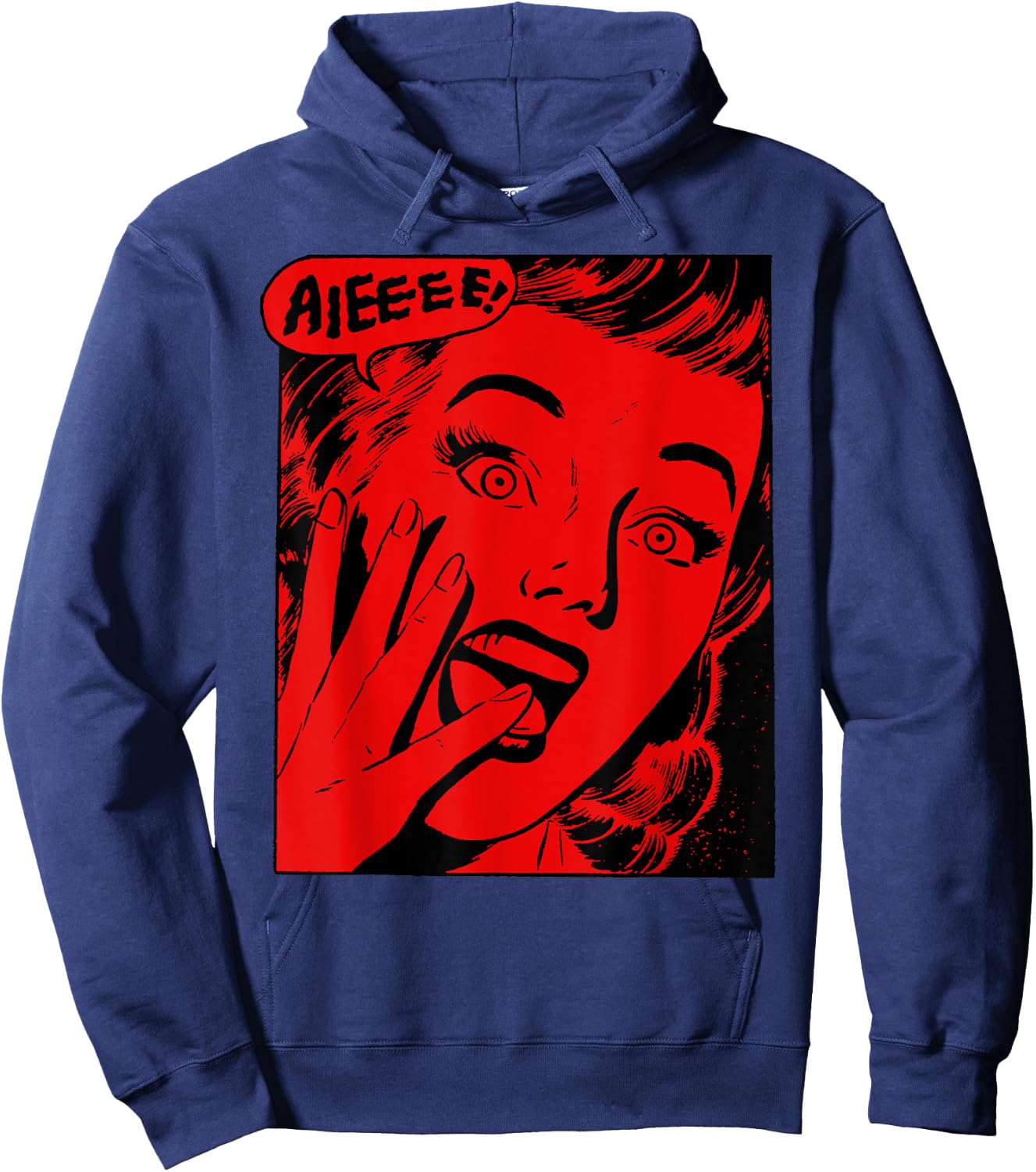 Retro Creepy Halloween Scream Horror Girl Screaming For Life Hoodie - Hoodie | Navy