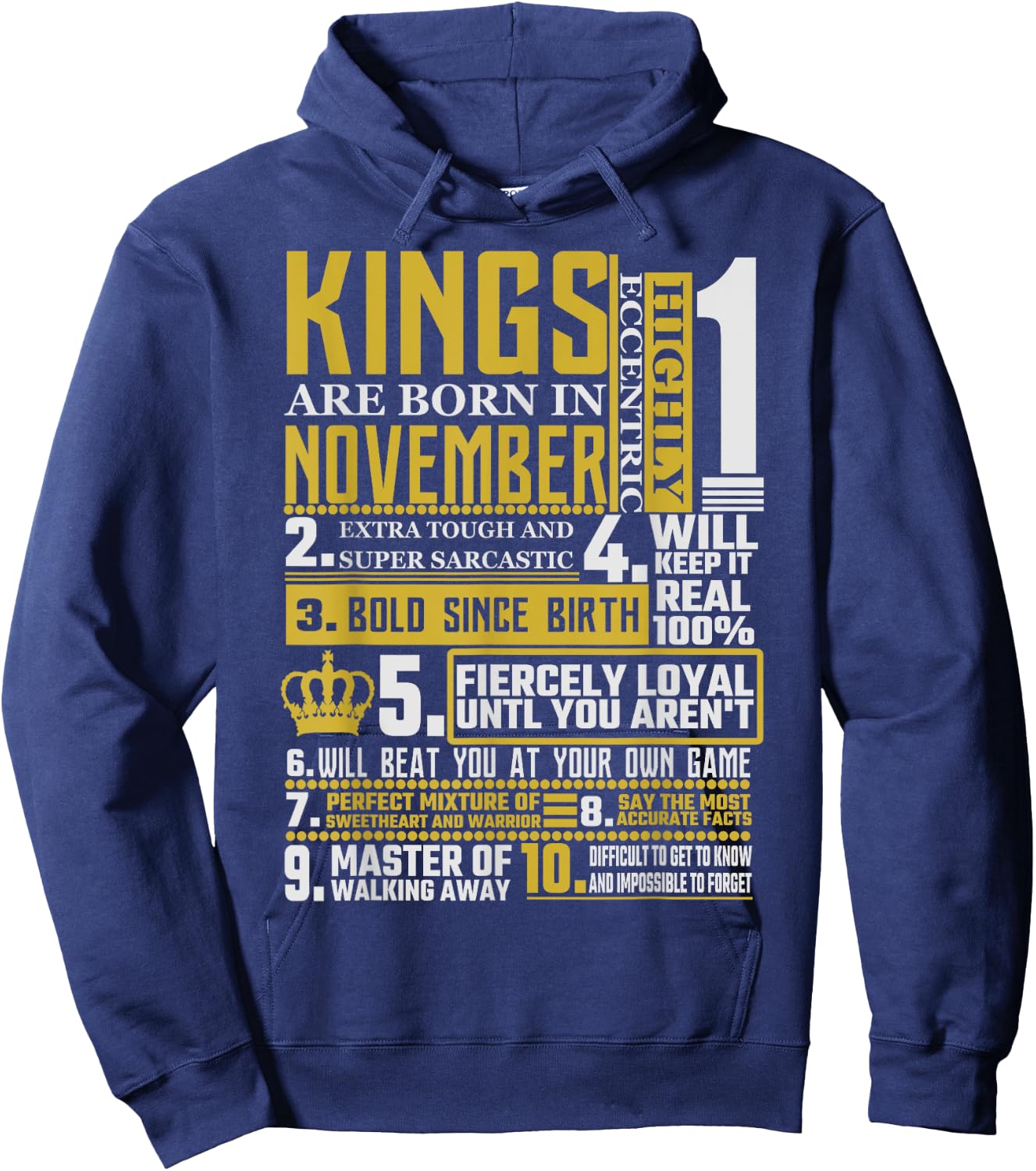 Funny Men Birthday Gift Kings Are Born In November Hoodie - Hoodie | Navy