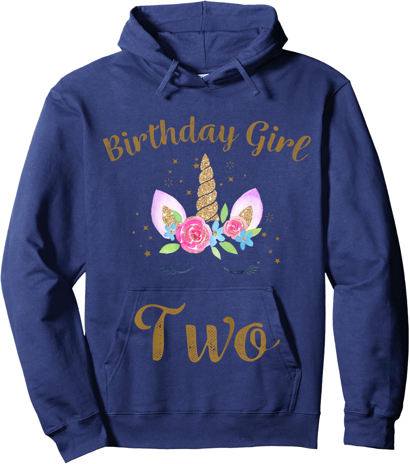 Kids 2nd Birthday Girl Unicorn Shirt Second Birthday Outfit Hoodie - Hoodie | Navy