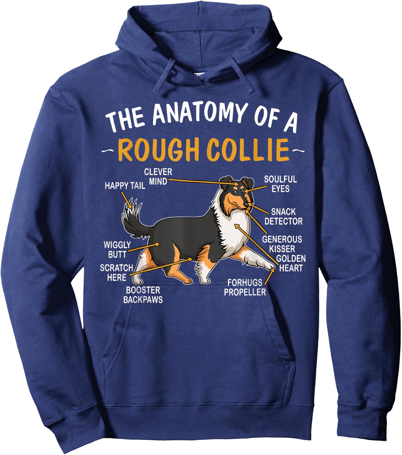 Funny Anatomy Of A Rough Collie For Dog Lovers Hoodie - Hoodie | Navy