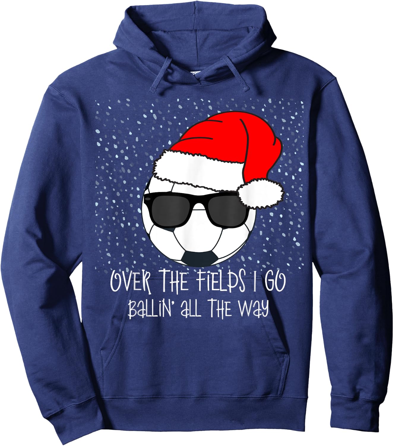 Santa Claus Hat Soccer Ball Sunglasses Christmas Baller Kids Hoodie - Hoodie | Navy