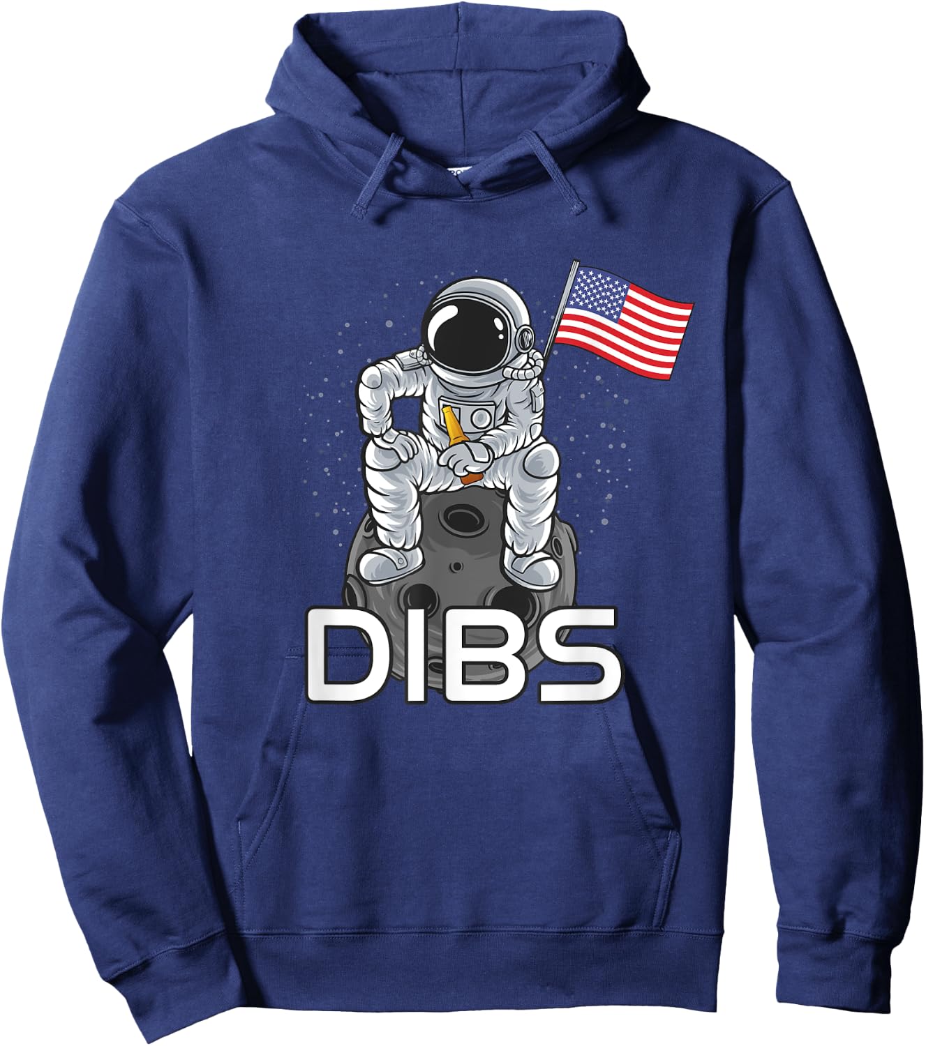 Moon Landing 50th Anniversary Funny Dibs Astronaut USA Flag Hoodie - Hoodie | Navy