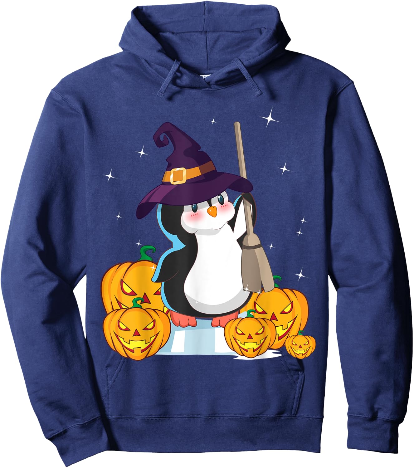 Cute Penguin Witch Wizard Pumpkin Easy Halloween Costume Hoodie - Hoodie | Navy