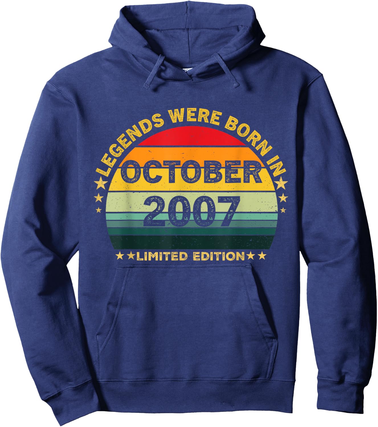 Vintage 17th Birthday Legends Were Born In October 2007 Hoodie - Hoodie | Navy