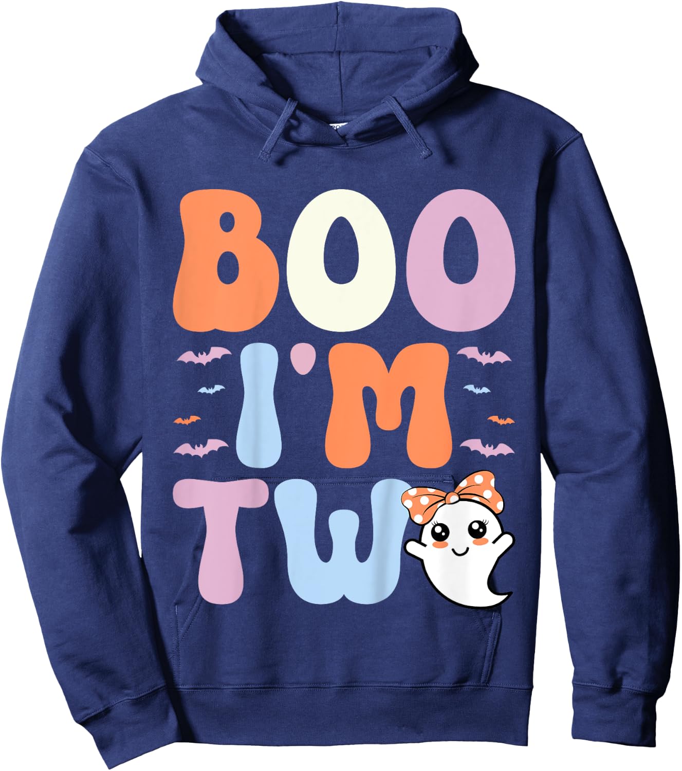 Boo I'm Two Ghost 2 Years Old 2nd Birthday Kids Halloween Hoodie - Hoodie | Navy