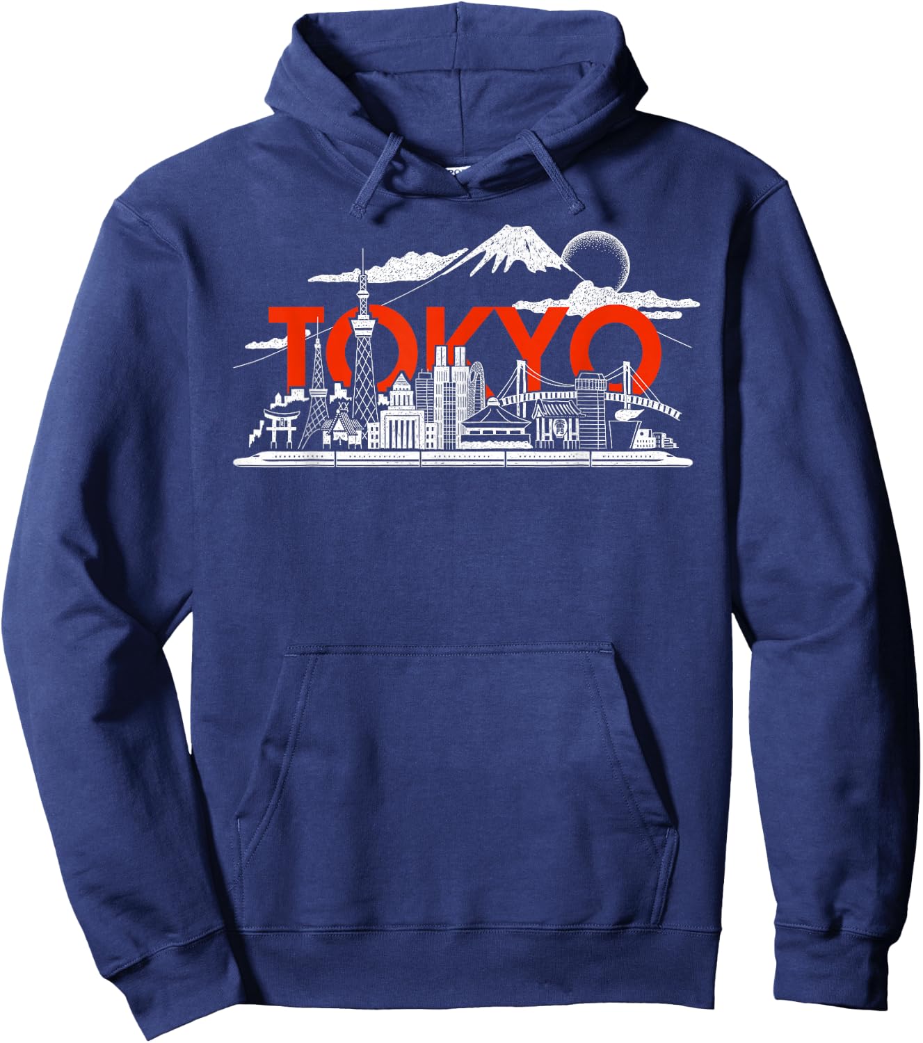 Tokyo Skyline Japan Art Mt.Fuji Skytree Shinkansen Landmarks Hoodie - Hoodie | Navy