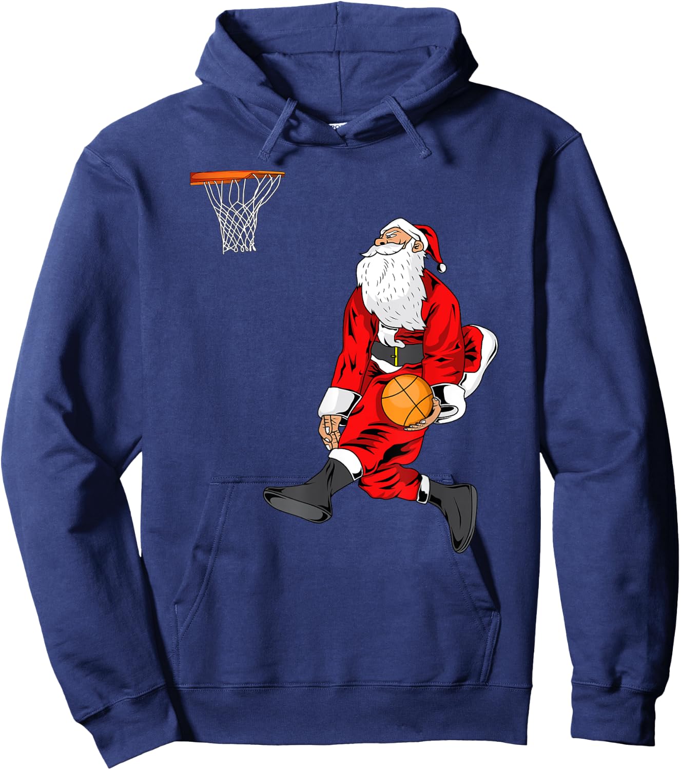 Santa Playing Basketball | Slam Dunk Christmas Gift Hoodie - Hoodie | Navy