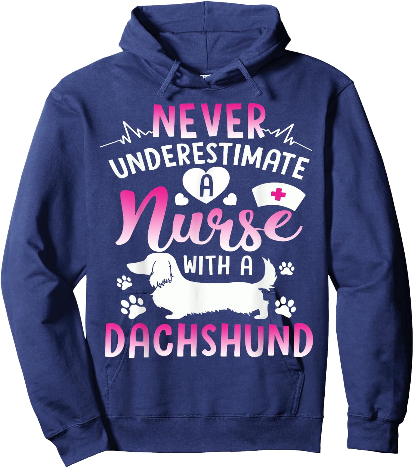 Nurse With A Dachshund Shirt Cute Dachshund Lover RN Gift Hoodie - Hoodie | Navy