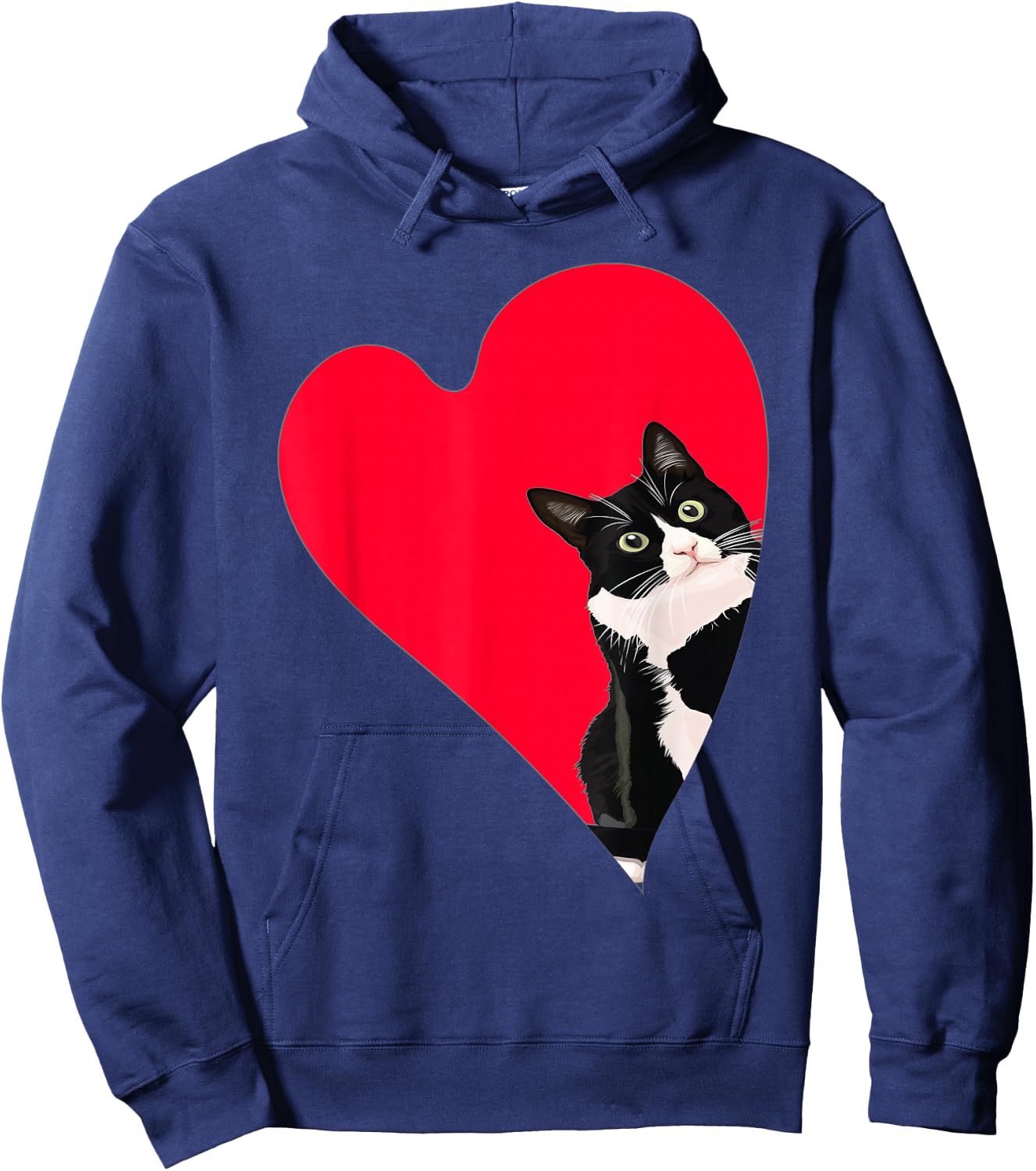 Tuxedo Cat Valentine Heart for Kitten and Animal Lovers Hoodie - Hoodie | Navy