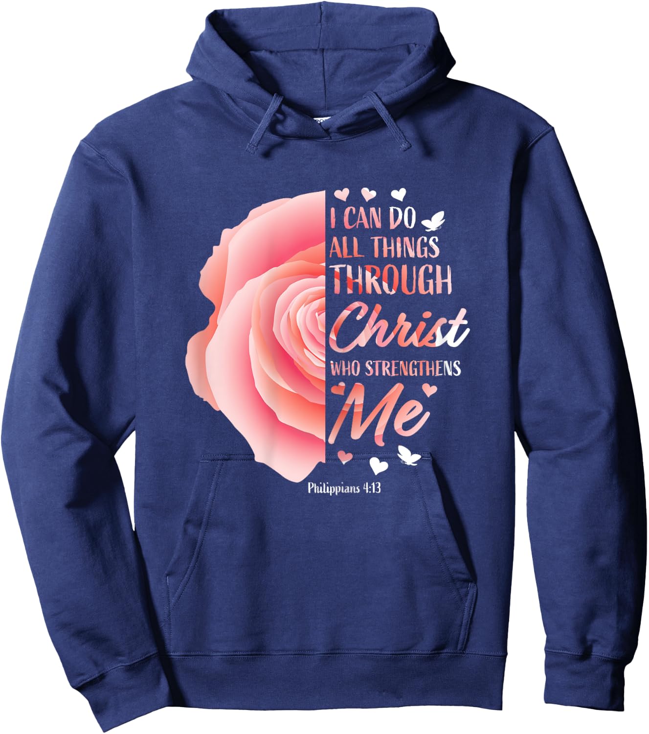 Philippians 4 13 Christian Bible Verse Religious Gifts Women Hoodie - Hoodie | Navy