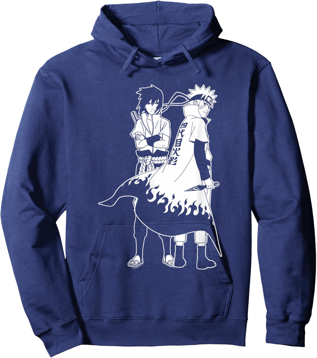 Naruto Shippuden Naruto and Sasuke Outline Anime Hoodie - Hoodie | Navy