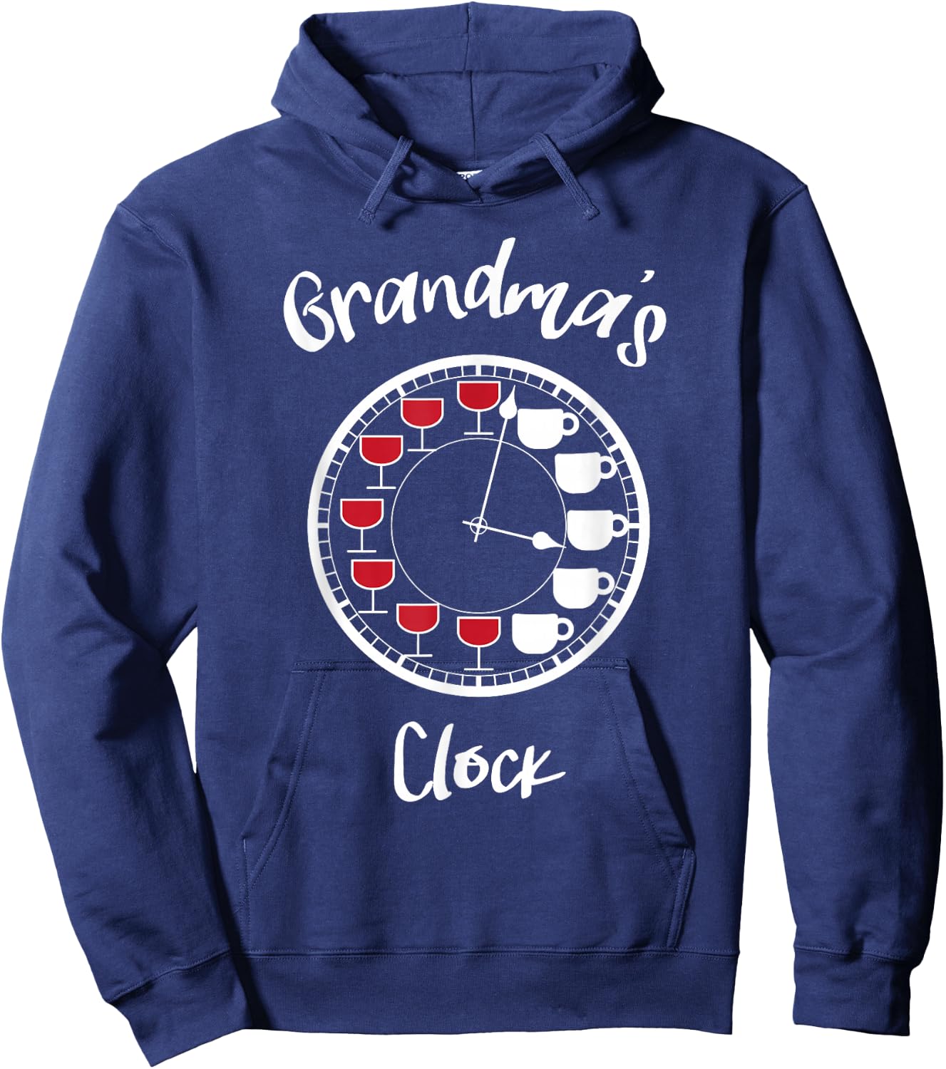 Funny Wine and Coffee Shirts - Grandma's Clock Hoodie - Hoodie | Navy