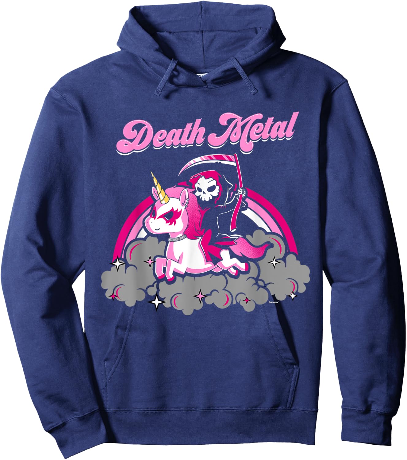 Unicorn Death Metal Rocker Go To Hell Shirt Pink Hoodie - Hoodie | Navy