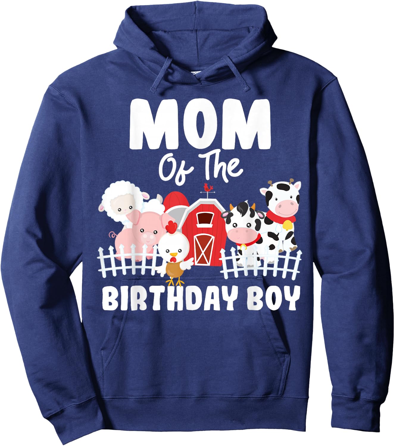 Mom Of The Birthday Boy Farm Animals Birthday Party Hoodie - Hoodie | Navy