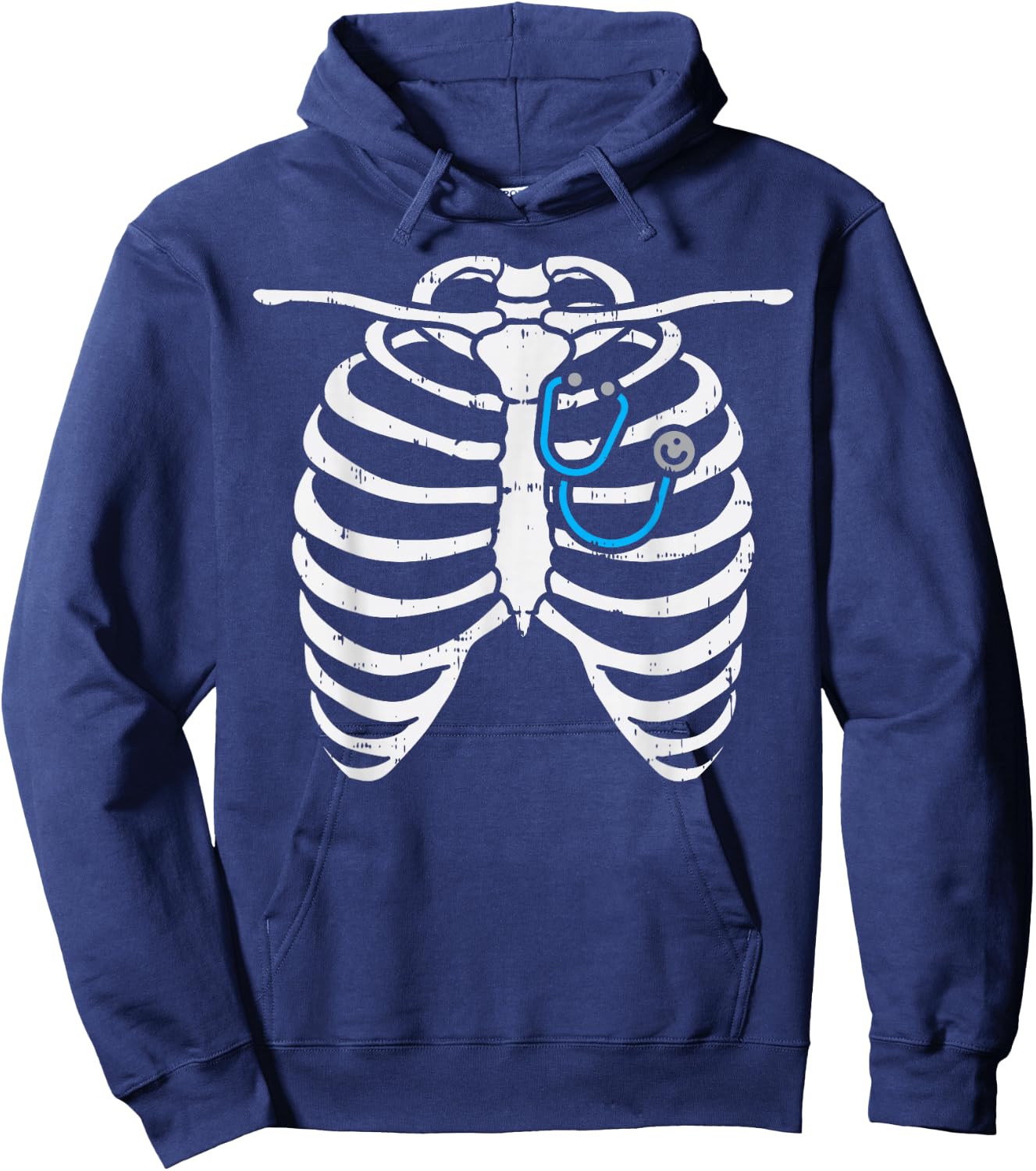 Stethoscope Skeleton Ribs Funny Nurse Halloween Costume Gift Hoodie - Hoodie | Navy