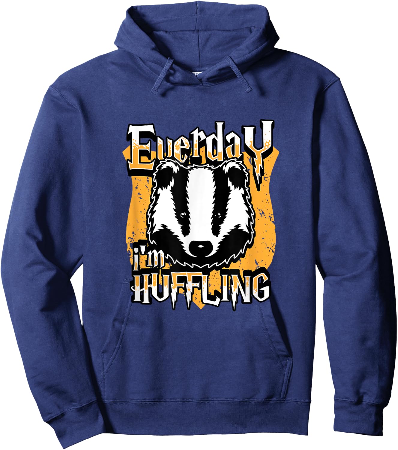 Funny Everyday I'm Huffling Badger Animal Graphic Hoodie - Hoodie | Navy
