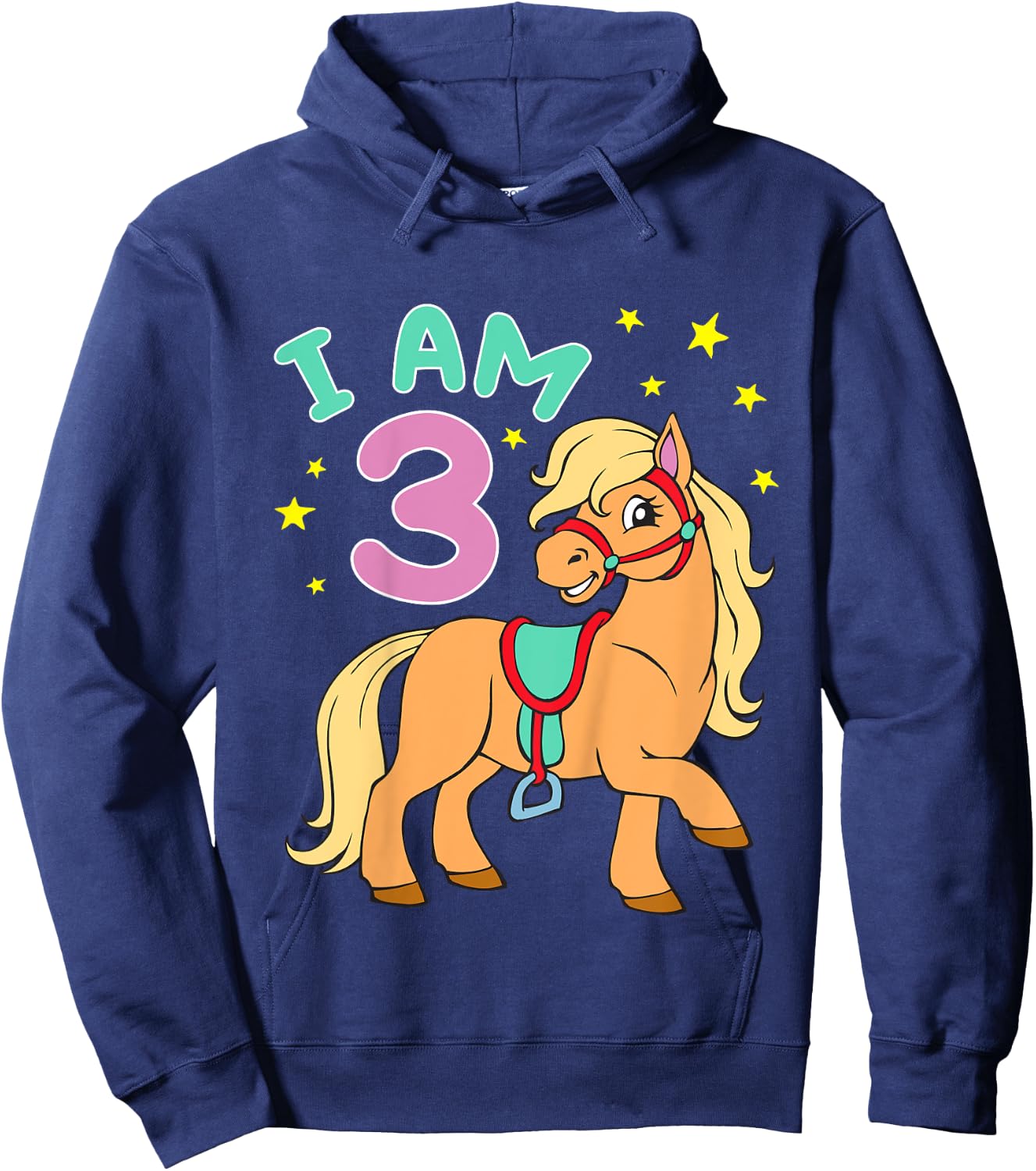 Horse Birthday Shirt 3 Years Toddler Girls Hoodie - Hoodie | Navy