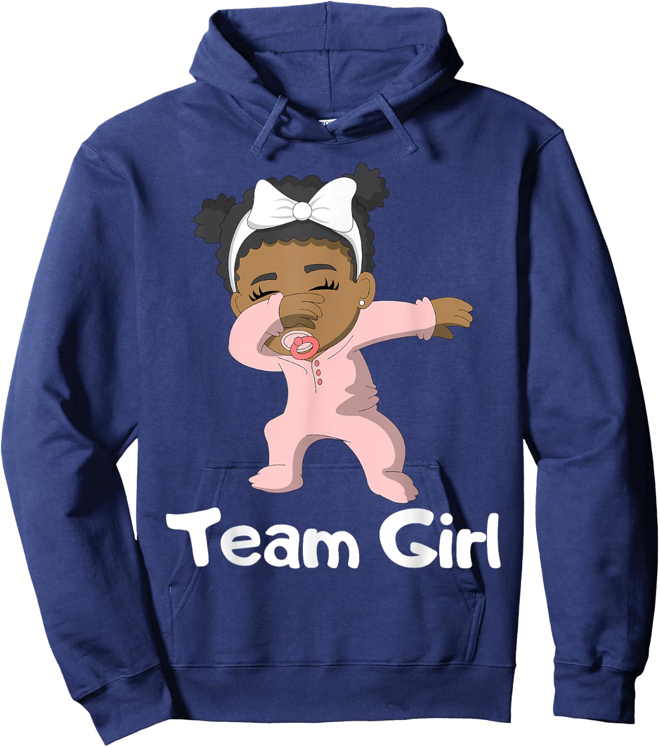 Gender Reveal Party Team Girl Cute Dabbing Black Baby Hoodie - Hoodie | Navy