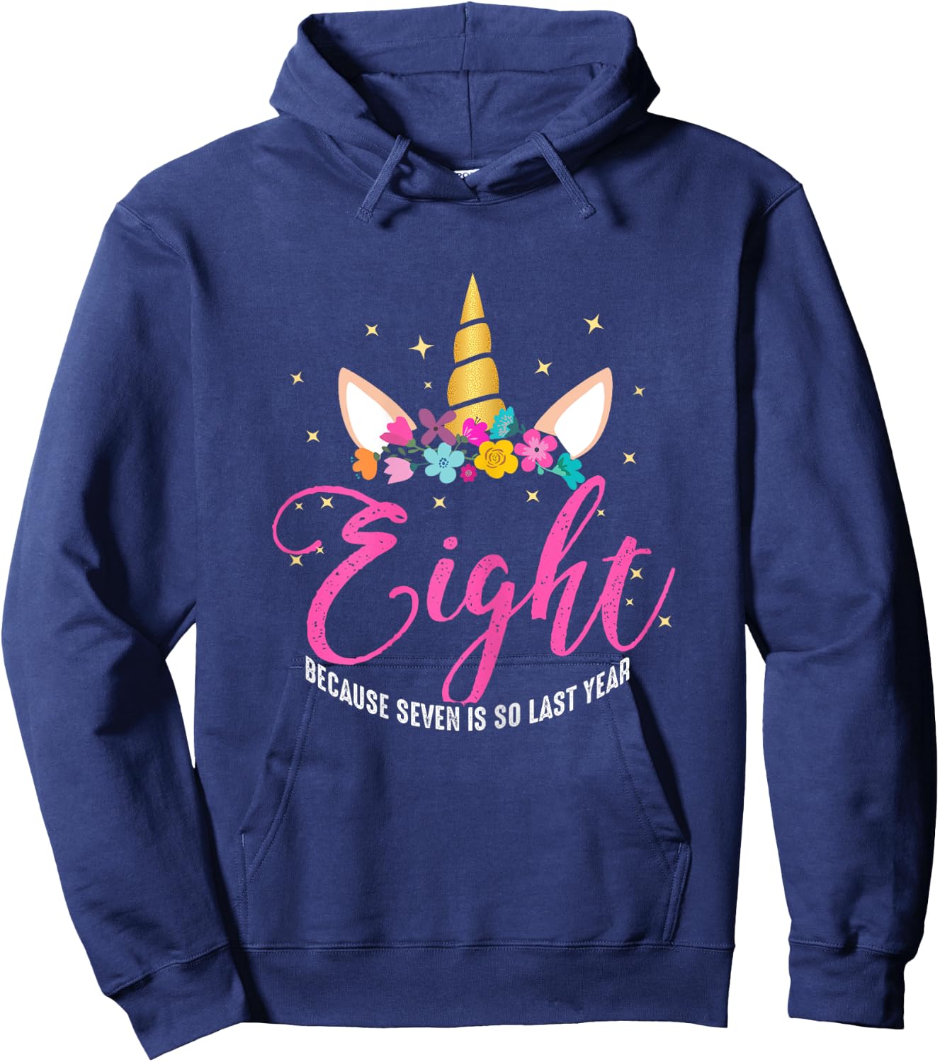 8 Years Old Birthday Girl Gifts Unicorn 8th Birthday Hoodie - Hoodie | Navy
