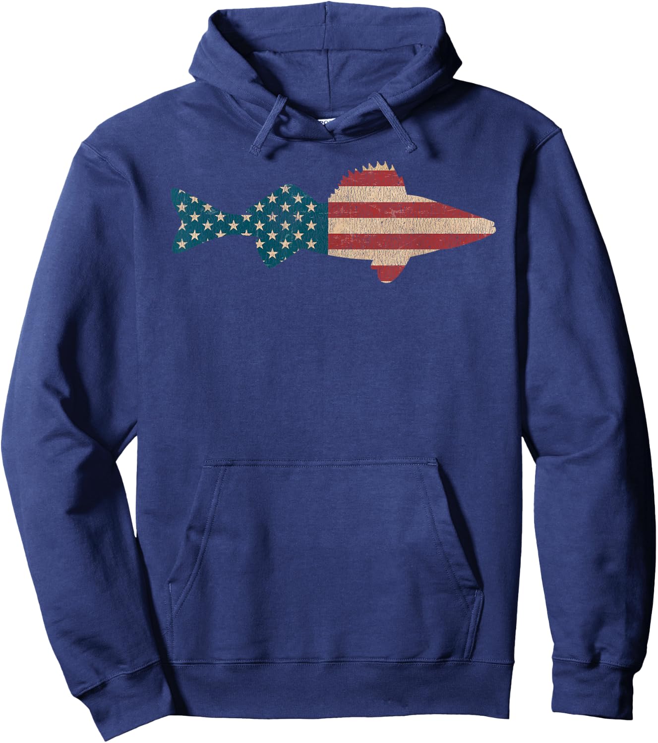 Walleye Fishing American Flag Sauger Angling Hoodie - Hoodie | Navy