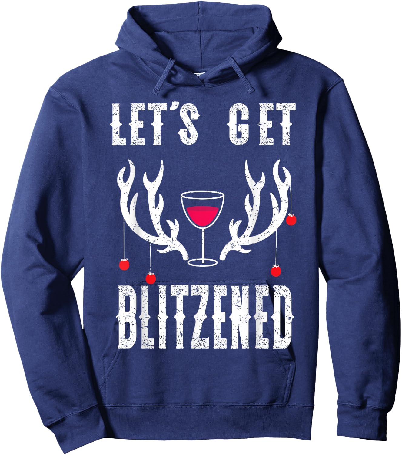 Blitzened Funny Christmas Reindeer Blitzen Wine Lovers Hoodie - Hoodie | Navy