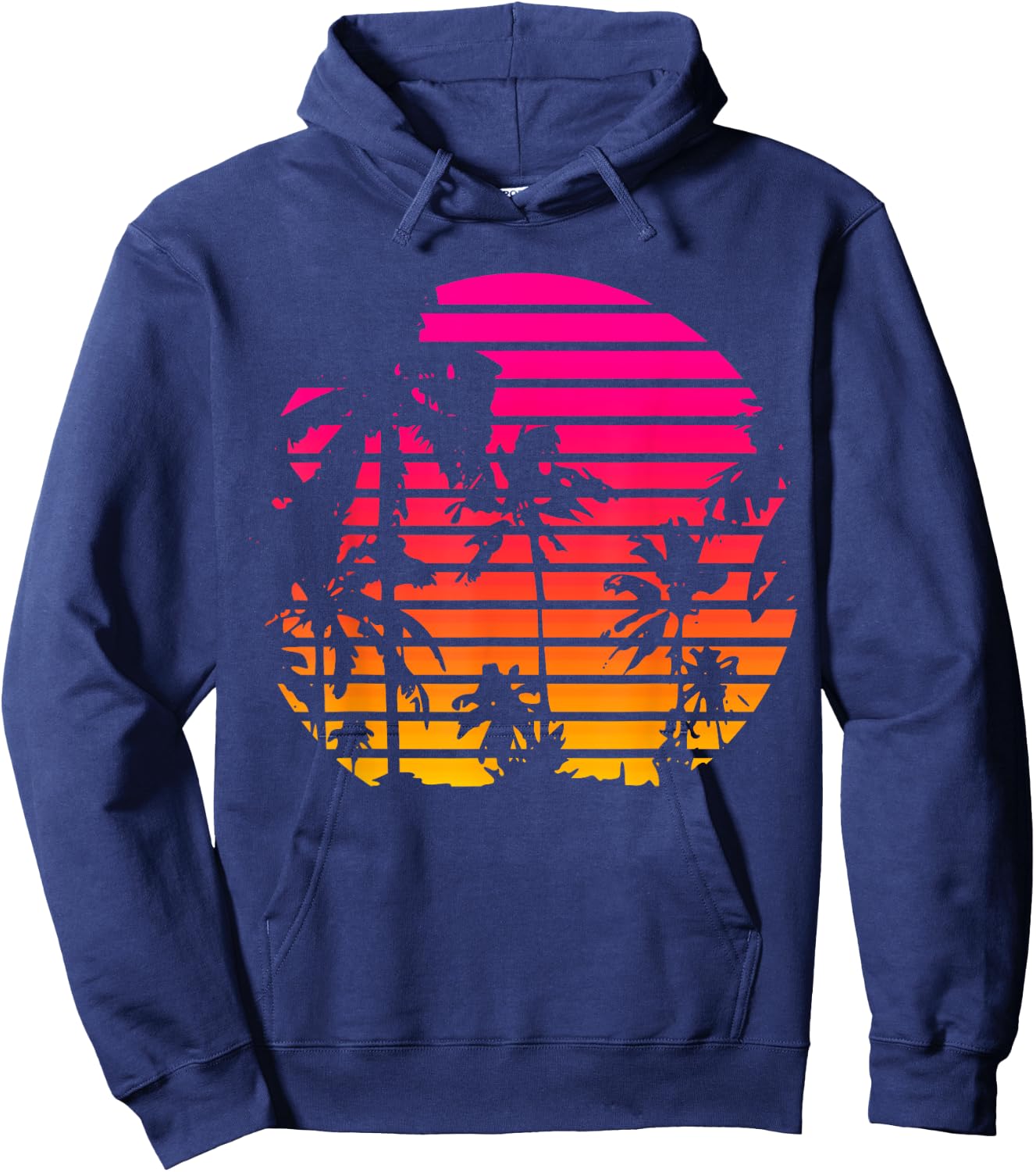 1980's Summer Tropical Beach Palm Tree Sunset Women Girls Kids Hoodie - Hoodie | Navy